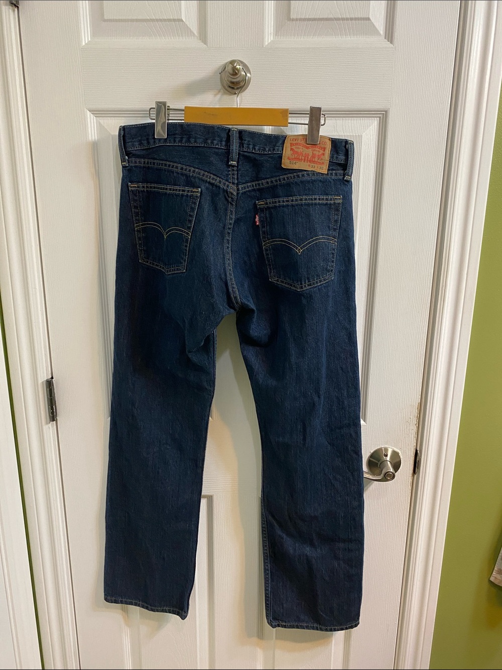 Levi’s 514 Straight Leg Dark Wash Men’s Denim Jeans Size 33 32 Casual School - Picture 5 of 9